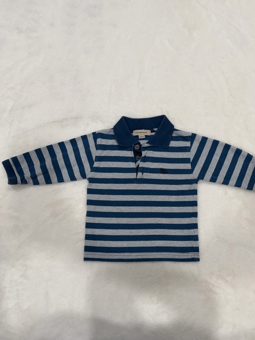 Burberry Striped Long-Sleeve Polo Shirt - Blue